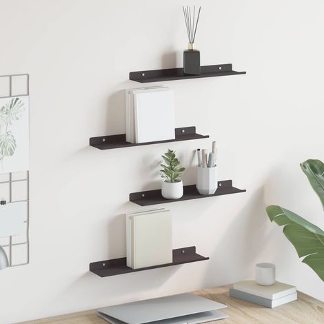 Schwebendes Regal 4 pcs Schwarz 40 x 8,5 x 2,5 cm Stahl