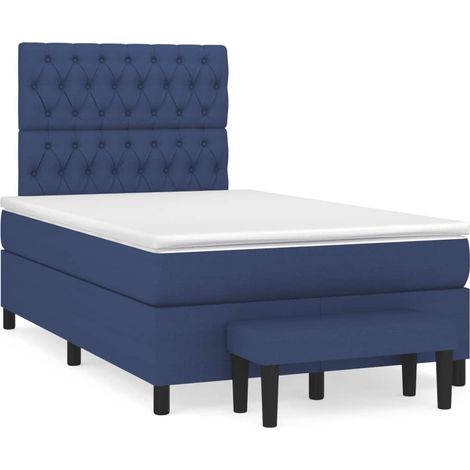Sommier à lattes de lit avec matelas bleu 120x190 tissu (1/5)