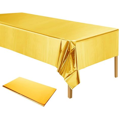 Goldfarbene Folien-Tischdecke rechteckig 137x274 cm wasserdicht für Partys