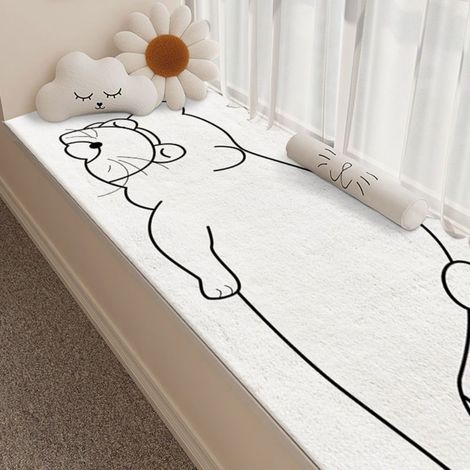 Ede Chiot endormi 4020CM Imitation cachemire Couverture rafraîchissante en fausse cachemire avec un adorable motif de chat, idéale pour la maison, la chambre, la table de chevet, absorbante, antidérap (1/5)