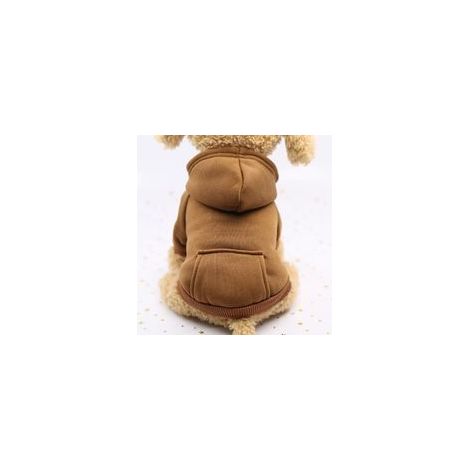Sweat à capuche pour chat, manteau d’hiver en coton avec poche, pull de Noël, brun, taille L – (1/5)