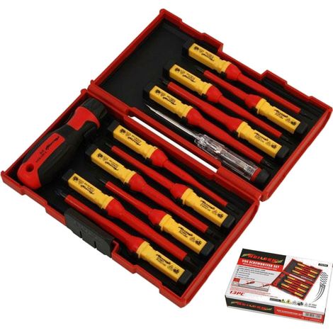 Neilsen 13pc Vde Insulated Interchangeable Screwdriver Phillips Flat Volt Tester (1/2)