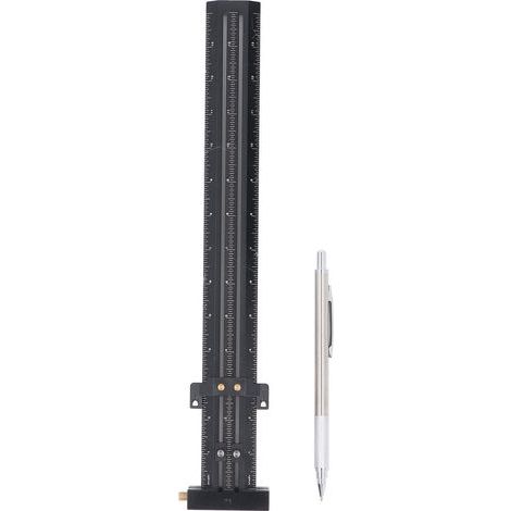 Règle de traçage de Type T en alliage d'aluminium, carré multifonctionnel Portable pour le travail du bois avec stylo pour le dessin de Construction, noir impérial (1/5)