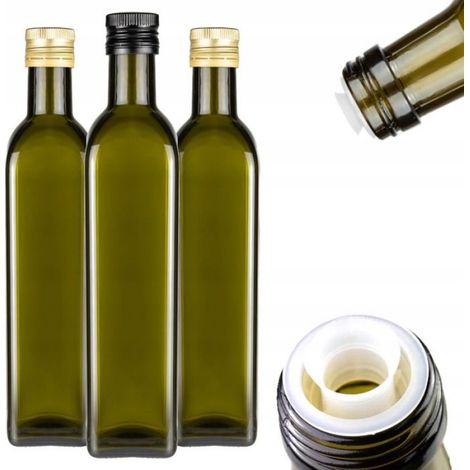 Bouteille Marasca - 500 ml - Verre Épais Foncé - Carrée - Pour Huile D'olive Et Liqueurs - Lot De 10 (1/5)