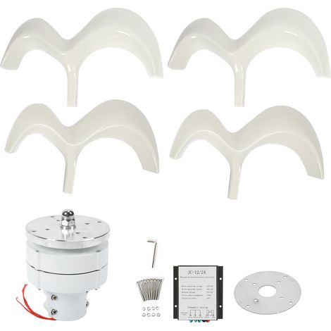 Éolienne verticale 600W 12V, générateur 4 pales type gourde, montage sur anneau, kit complet DTHL, turbine domestique silencieuse. (1/5)