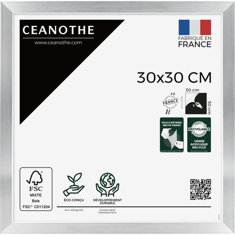 Cadre Photo Acier 30x30 cm et 30x30 cm - Convient au A4 – Fabriqué en France - Cadre Precious Acier 30x30 cm - Cadre photo en Résine recyclée - Verre acrylique Incassable (1/5)