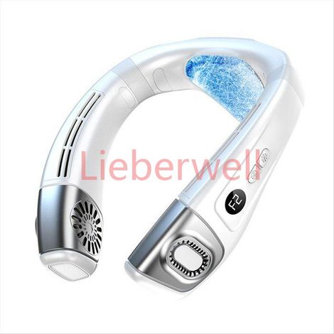 Ventilateur de Cou Portable, Ventilateur de Refroidissement à Air Froid, Batterie Rechargeable de 5 200 MAh, Blanc (1/5)