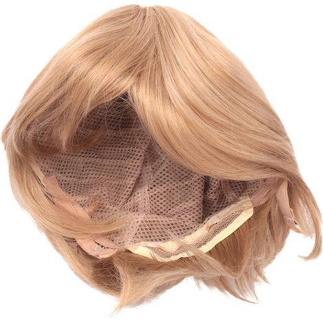 Kurze, gestufte, gewellte, blonde Kunsthaarperücke (1/5)