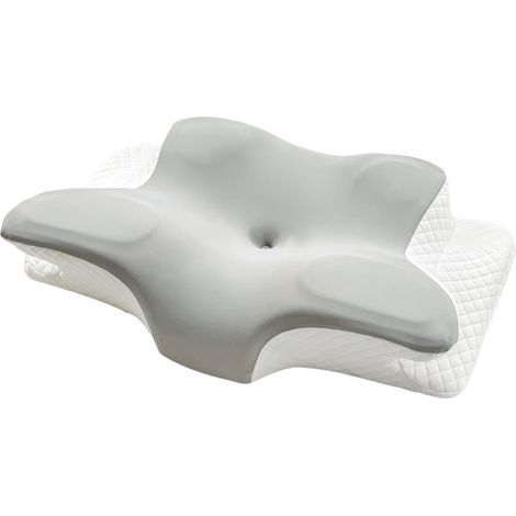 Oreiller Ergonomique à Mémoire de Forme 2 en 1 – Coussin pour la Nuque, Le Dos et Le Côté – Housse Lavable. - 60x40 cm - Gris