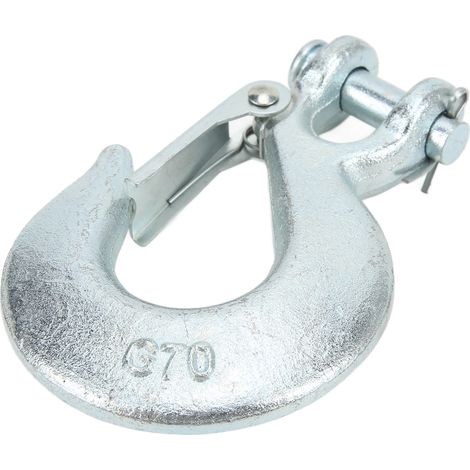 Crochet d'attelage à chape pour treuil 3/8in, ouverture 1in, charge 18000lbs, axe 25mm, avec verrou de sécurité, robuste, pour remorque et manutention (1/5)