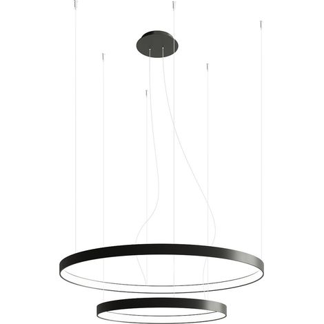 Hängeleuchte Pendellampe Designleuchte Wohnzimmerlampe LED Ringe schwarz D 78cm (1/5)