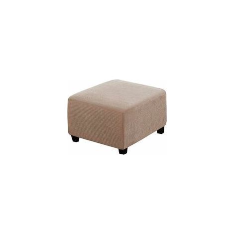 Stretchable covers, square protective covers in spandex fabric for storage stools, footrests, with elastic at the bottom, for furniture (Khaki) (1/5)