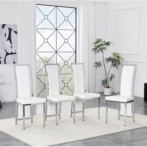 Chaises salle manger lot de 4 PU blanc argent OKMYHOME (1/5)