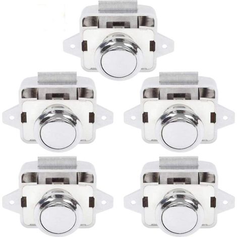 Bouton Poussoir Camping Car - Serrure Loquet Porte Fermeture Placard Bouton pour RV caravane de moteur 5 pièces Argent