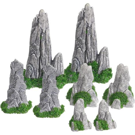 8 Pièces Montagne Décorations Miniatures, Mini Décoration de Rocaille Décorations Miniatures, Jardins Zen Mini Bonsaï Montagne pour Decoration Aquarium Bonsai Artificiel Jardins Zen Terrarium (1/5)