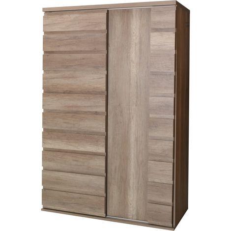 Vitrine mit 2 Schiebetüren ROMI - Farbe Eiche Dab Canyon - 120 x 180 x 55 cm