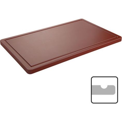 Planche découper brun avec rainure 40x25cm - Caterchef