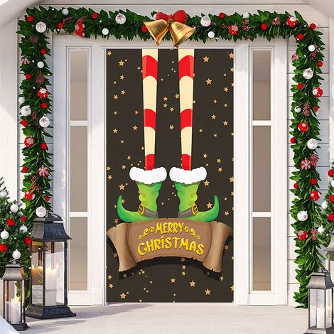 Nouvelle décoration de porte adhésive pour Noël, tissu à suspendre, toile de fond pour décoration de fête, tapisserie pour porte de chambre, largeur de porte - SDMT-108 - 110180cm