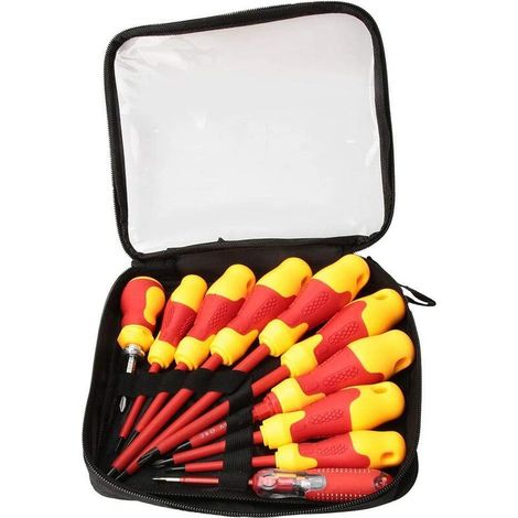 Jeu de 10 tournevis cruciformes à fente, outils de réparation pour électriciens, tournevis isolés pour électriciens (1/5)