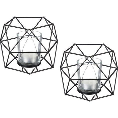 Candelabros geométricos de metal, juego de 2