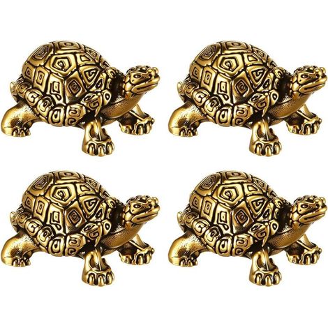 Mini tortues décoratives cuivre – Lot 4 – Nettoyant laiton – Bassins oiseaux – Or (1/5)