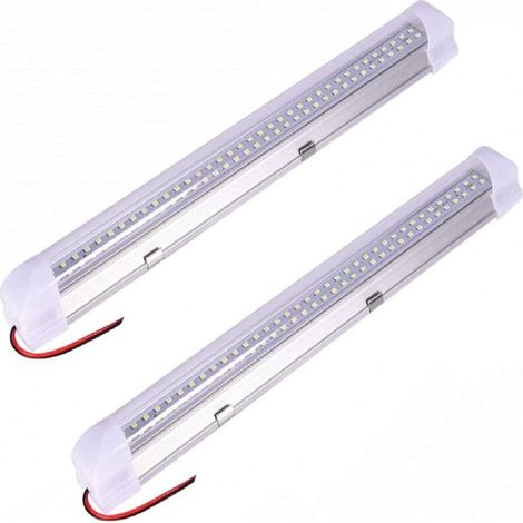LED Néon - 72 LED pour l\'Intérieur de Voiture - 12V - 5W - avec Interrupteur Marche/Arrêt - Pour Camion, Camping-Car, Bateau - 1 Bande, Blanc (Lot de 2) (1/5)