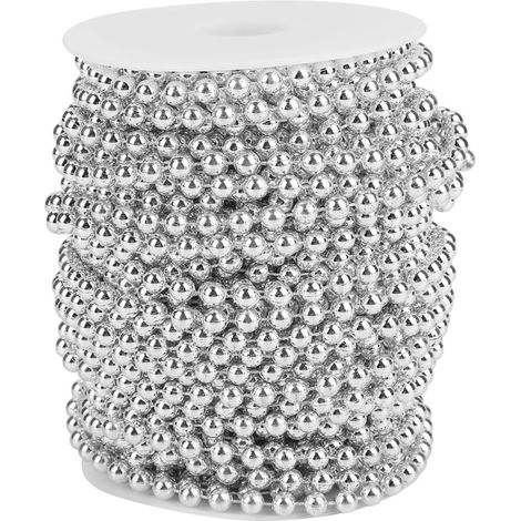 Galvanisierte Perlmuttperlenkette, 25 m/Rolle, 6 mm (silber)