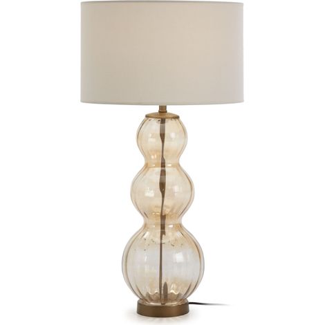 Lampe de Table 20x20x60 Verre Ambré/Métal Doré sans abat-jour (1/3)