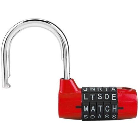 Serrure de Casier de Gymnastique, Mot de Passe de 5 Lettres Cadenas à Combinaison Verrou de Sécurité Mot de Passe de Sécurité étanche cadenas à chiffres (Rouge) (1/4)
