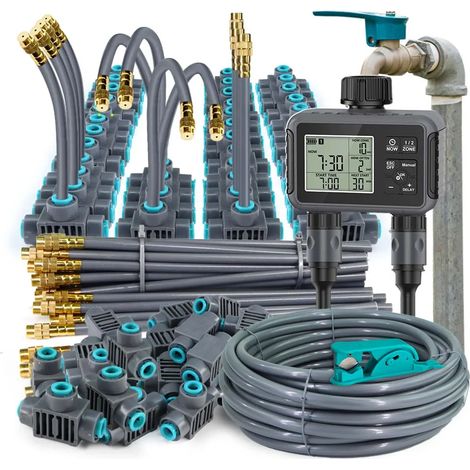 (Kit B-20m) Minuteur d'arrosage automatique intelligent à double zone avec écran LCD indépendant, système de brumisation et contrôleur d'irrigation