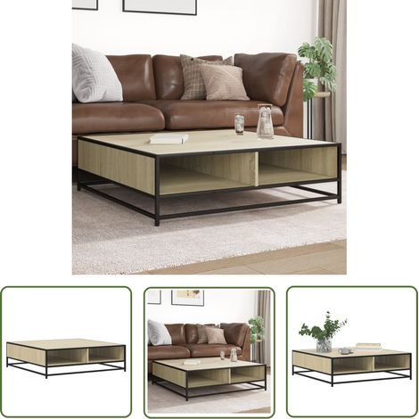 vidaXL Table basse chêne sonoma 100x100x30 cm bois d'ingénierie/métal (1/5)