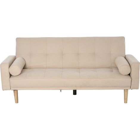 HOMCOM Divano Letto 3 Posti con Schienale Regolabile su 3 Livelli Beige (1/5)
