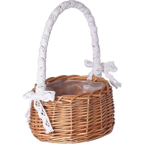 Panier de rangement en osier, 1 pièce, panier à fleurs décoratif, avec poignée (1/5)