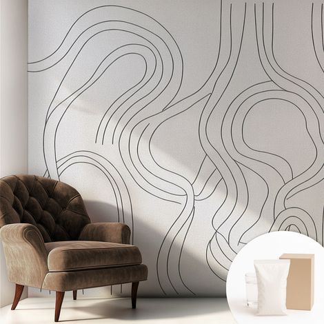 Papier peint intissé décoratif pour chambre et salon Design moderne à poser facilement - Colle incluse gratuite Lignes organiques 250x250 cm (1/5)