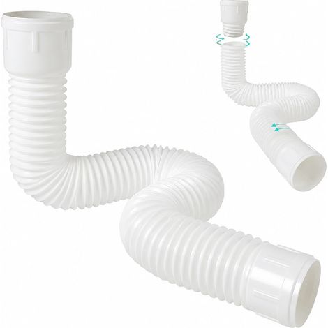 Rallonge Gouttiere Flexible, Rallonge De Tuyau De Descente Flexible Compatible avec Descentes De 80/100 mm Ensemble D'Extension Ronde Extension de Gouttière Flexibles Réglable de 47 à 150 cm (Blanc) (1/5)