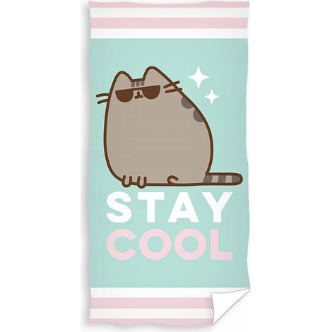Asciugamano grande per bambini con gattino Pusheen, ideale per il bagno e la spiaggia, 140 cm.