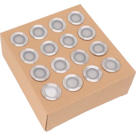 16er-Pack LED-Terrassenleuchten aus Edelstahl (IP67 wasserdicht) für Garten, Hof und Treppe, 90–265 V, EU-Stecker (1/5)