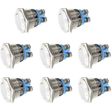 Momentanés Metal Commutateur de Bouton Poussoir 12V 8PCS 16mm pour Marine Étanche Voiture RV Truck Boat (1/5)