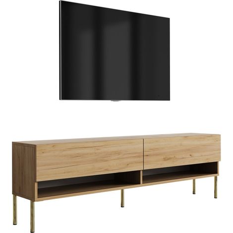 Meuble TV : Noir Mat, pieds Chrome, 100 × 52 × 32 Cm (1/5)