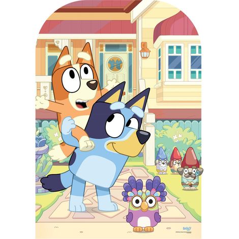 Figurine en carton passe tête Bluey, Bingo et Chattermax a la maison - Haut 136 cm (1/5)