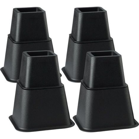 Rehausseur Pieds de lit Rehausseur Meuble,Ajouter 3 Hauteurs Réglables de 7,5CM 13CM ou 20,5CM (4 Paires, Noir) (1/4)
