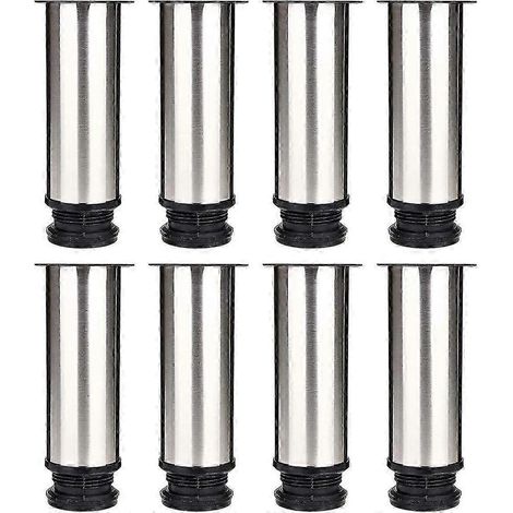 Ensemble de 8 pieds de meubles, pieds de cuisine réglables, pieds ronds en métal inoxydable de 50 mm/150 mm de hauteur pour canapé et table - yuiy (1/5)