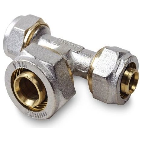 Klemmring T-Stück reduziert 25x20x25 Schraubfitting Aluminim Verbundrohr klemmringverschraubung PEX (1/3)