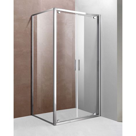 Box Doccia angolare cm 110x80x195 con 2 ante a battente, profili cromo e vetro temperato 6 mm (1/5)