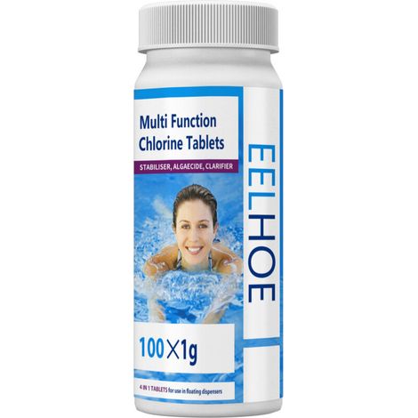 Swimming Pool Effervescent Chlorine Tablets, Suitable for Water Quality Cleaning and Algaecide of Swimming Pools and Children's Pools (100 Tablets) (1/5)