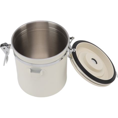 Boîte à café hermétique en acier inoxydable 304 avec valve et dosette pour café moulu, thé et autres aliments, format moyen 1,5 L (1/5)