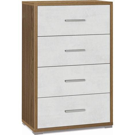 Mobile 4 Cassetti 71L x 41P x h110 – Finitura Legno Noce e Bianco Opaco – Sarmog (1/2)
