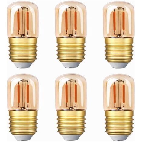 Röhrenförmige LED-Lampe, 1 W, T28, Edison-E27-Schraubsockel, 2200 K, superwarmweiß (bernsteinfarbenes Glas), 6er-Pack