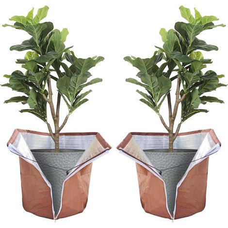 Sac Antigel Hivernal pour Plantes en Pot 40 x 40 cm, 2 Pièces de Protection avec Fermeture Éclair et Cordon de Serrage, Facile à Installer, Garde la Chaleur et Protège du Gel (1/5)