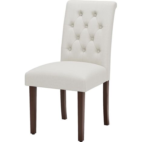 Chaise de Salle à Manger, Chaises Rembourrées Beige, 1 pc Chaises de Cuisine, Chesterfield Capitonné, en Bois Massif, Confortable, pour Salle à Manger, Cuisine, Hôtels et Appartements (1/5)